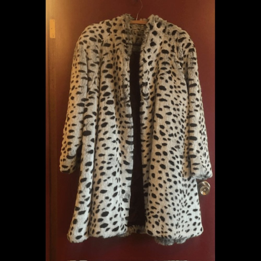 Faux Fur Animal Print Coat